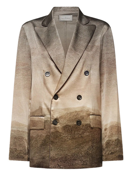  Pierre-louis Mascia Adastrgum Double-breasted Landscape-printed Jacket - Neutrals 