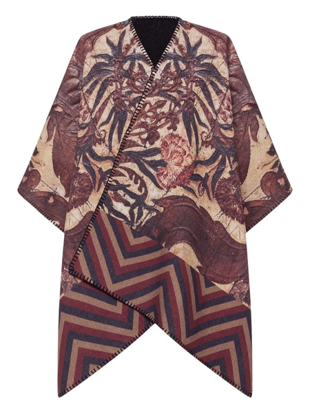  Pierre-louis Mascia All-over Print Wool Poncho - Red 