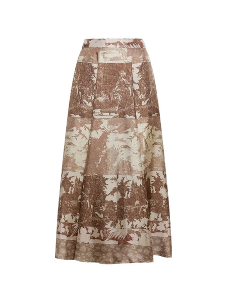  Pierre-louis Mascia Aloe A-line Midi Skirt - Brown 