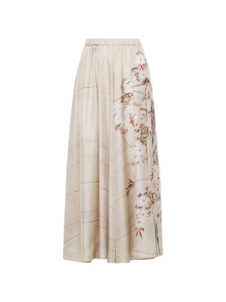  Pierre-louis Mascia Aloe A-line Silk Midi Skirt - Neutrals 