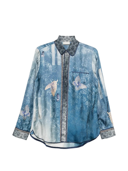  Pierre-louis Mascia Aloe Butterfly Floral Shirt - Blue 