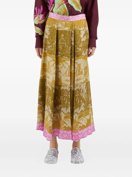  Pierre-louis Mascia Aloe Panelled Print Skirt - Yellow 