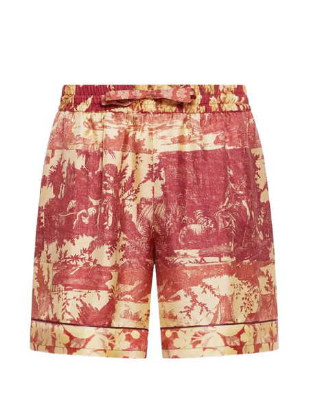  Pierre-louis Mascia Aloe Pastoral Print Elasticated Shorts - Red 
