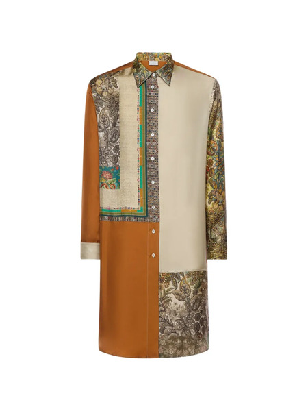  Pierre-louis Mascia Aloe Patchwork Long-sleeve Shirt - Brown 