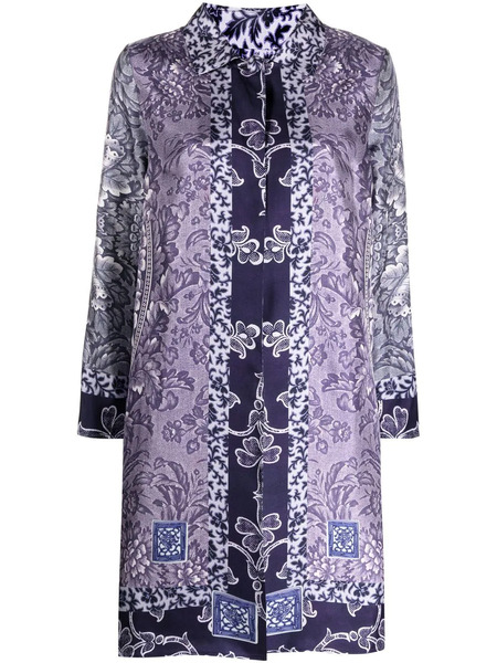  Pierre-louis Mascia Aloe Reversible Silk Coat - Blue 