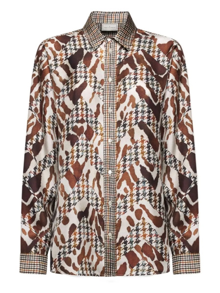  Pierre-louis Mascia Aloe Silk Shirt - Brown 