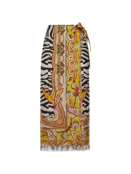  Pierre-louis Mascia Aloe Zebra Stripe Floral Wrap Skirt - Black 