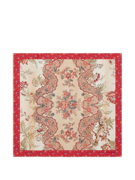  Pierre-louis Mascia Aloeuw Floral-pattern Red-border Silk Scarf - Neutrals 
