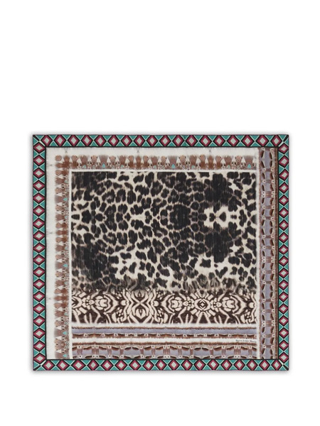  Pierre-louis Mascia Aloeuw Leopard Geometric Silk Scarf - Neutrals 