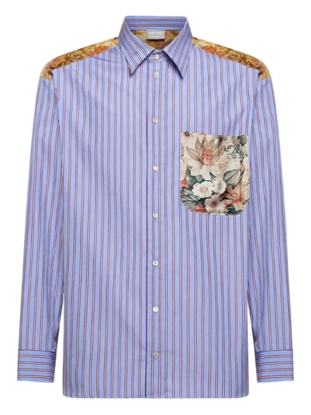  Pierre-louis Mascia Alotho Striped Floral Shirt - Blue 