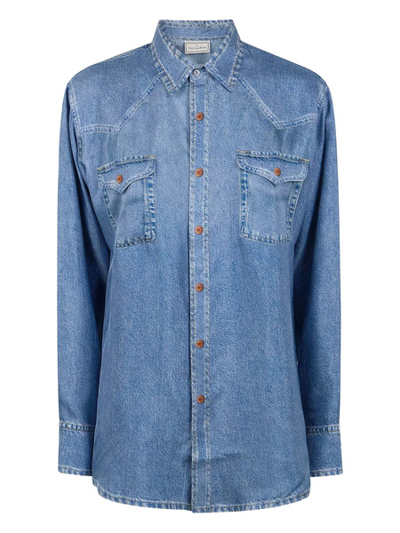  Pierre-louis Mascia Buttoned Pocket Silk Shirt - Blue 