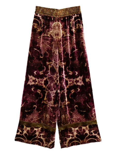  Pierre-louis Mascia Damask-pattern Velvet Trousers - Purple 