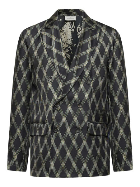 Pierre-louis Mascia Diamond-pattern Double-breasted Jacket - Black 