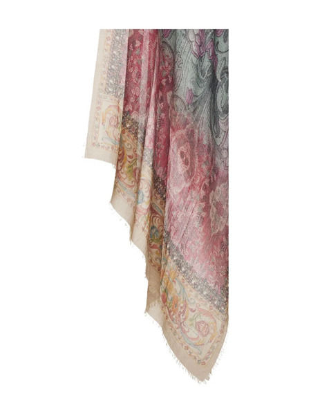  Pierre-louis Mascia Floral-pattern Fringed-edges Scarf - Pink 