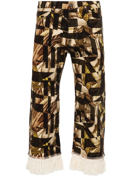  Pierre-louis Mascia Floral-pattern Fringed Tapered Jeans - Neutrals 