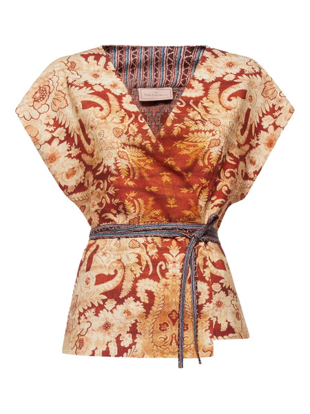  Pierre-louis Mascia Floral-pattern V-neck Top - Red 