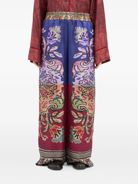 Pierre-louis Mascia Floral-patterned Silk Trousers - Purple 