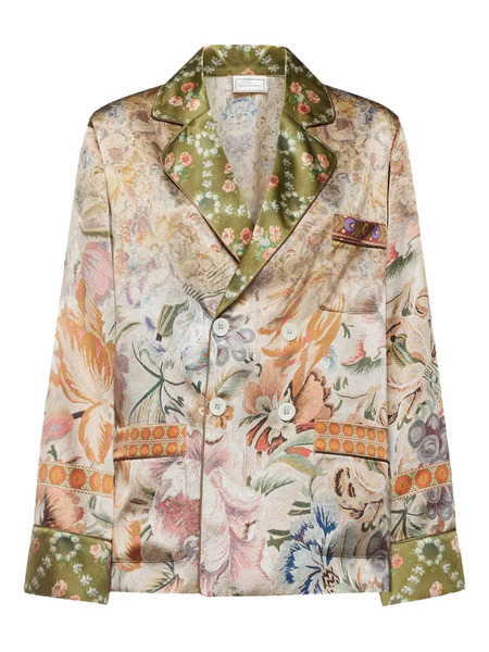  Pierre-louis Mascia Floral-print Double-breasted Jacket - Neutrals 