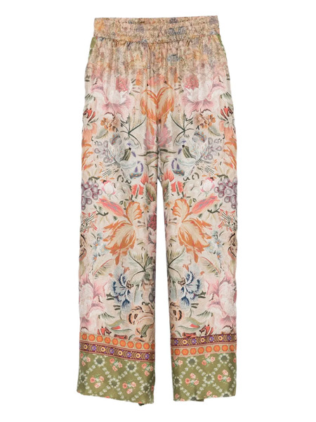  Pierre-louis Mascia Floral-print Silk Trousers - Neutrals 