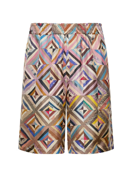  Pierre-louis Mascia Geometric-pattern Shorts - Neutrals 