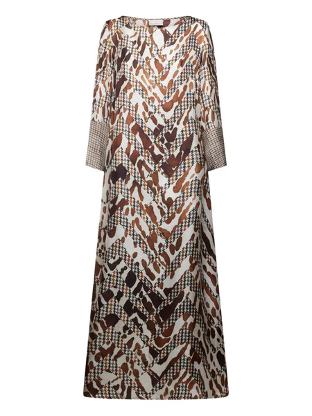  Pierre-louis Mascia Houndstooth-pattern Animal-print Maxi Dress - Neutrals 