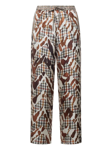  Pierre-louis Mascia Houndstooth-pattern Drawstring-waist Trousers - White 