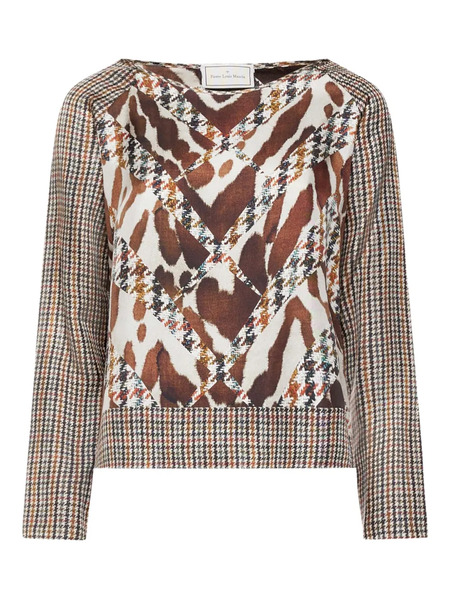  Pierre-louis Mascia Houndstooth-print Blouse - Brown 