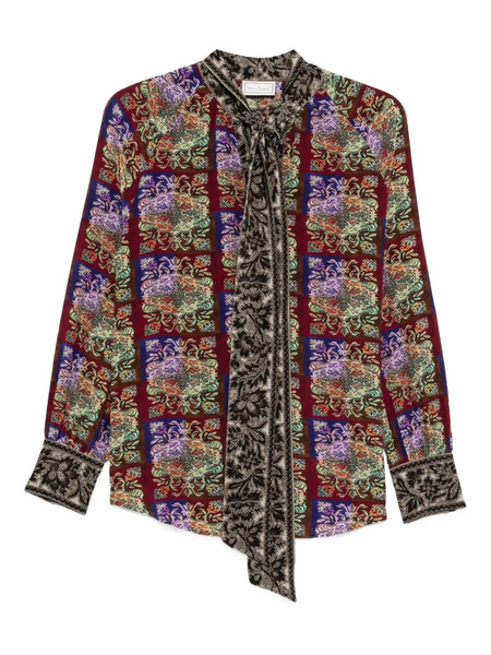  Pierre-louis Mascia Patterned Tie-neck Shirt - Purple 