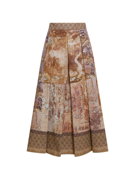  Pierre-louis Mascia Salato Pleated Print Skirt - Neutrals 