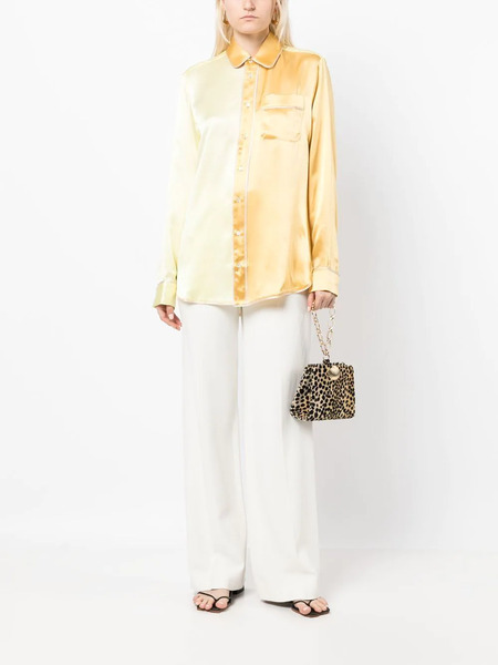  Pierre-louis Mascia Two-tone Silk Pyjama Shirt - Yellow 