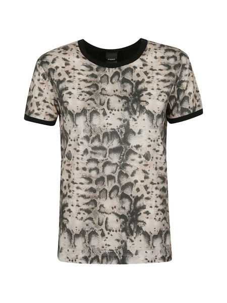  Pinko Animal-print Ringer T-shirt - Neutrals 