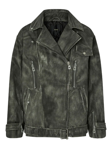  Pinko Belted Biker Jacket - Black 