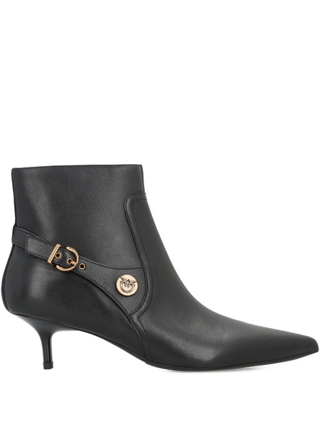  Pinko Buckle-detail Pointed-toe Boots - Black 