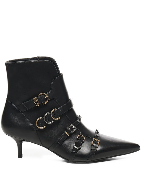  Pinko Buckle-detail Pointed-toe Boots - Black 