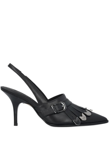 Pinko Buckled Fringed-detail Pumps - Black 