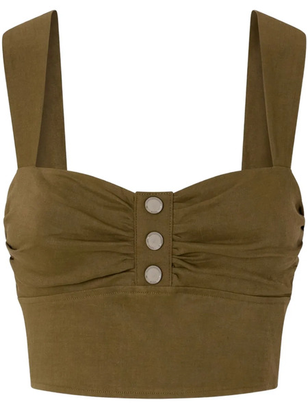  Pinko Button-placket Crop Top - Green 