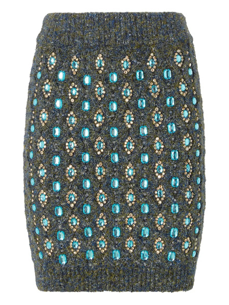  Pinko Cable-knit Embellished Mini Skirt - Green 