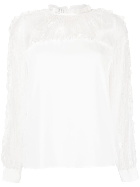  Pinko Chantilly-lace Long-sleeved Blouse - White 