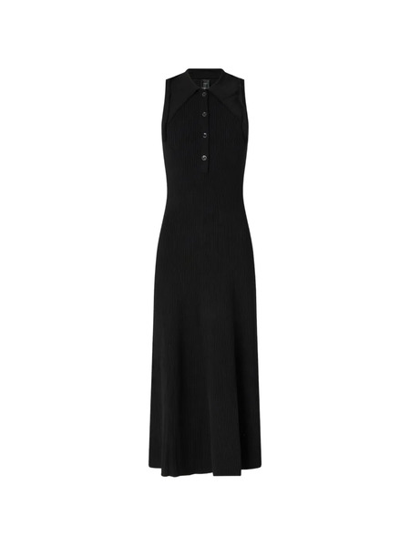  Pinko Collared Ribbed Maxi Dress - Black 