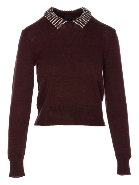  Pinko Crystal-embellished Crew-neck Sweater - Brown 