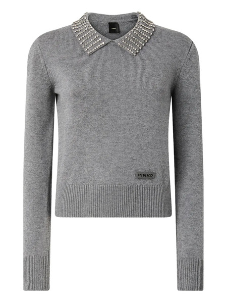  Pinko Embellished-collar Jumper - Grey 