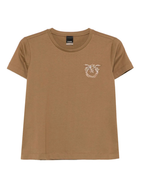  Pinko Embellished-logo T-shirt - Brown 