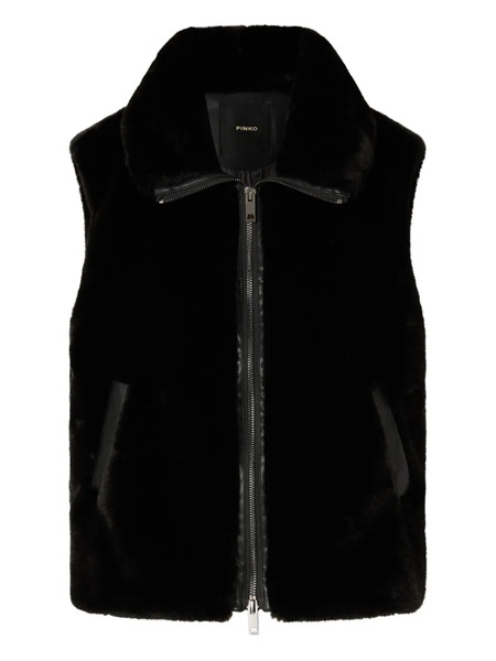  Pinko Faux-fur Zip-front Vest - Black 