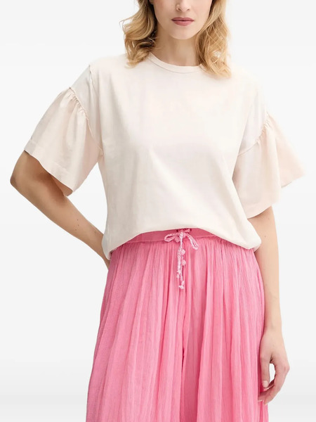  Pinko Frill-sleeve Crew-neck Top - White 