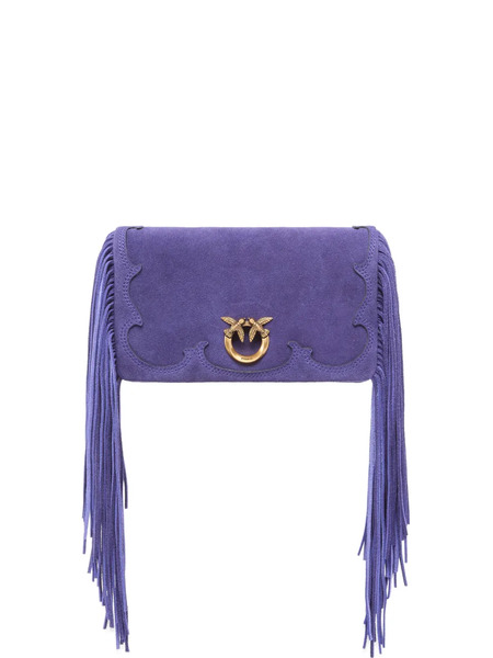  Pinko Fringed-logo Shoulder Bag - Purple 