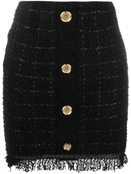  Pinko Girino Basket-weave Fringed Miniskirt - Black 