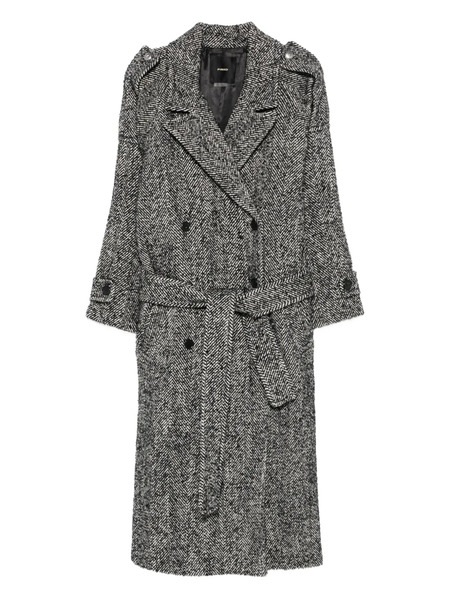 Pinko Herringbone-pattern Belted Coat - Black 