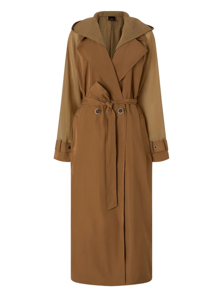  Pinko Hooded Belted Coat - Brown 
