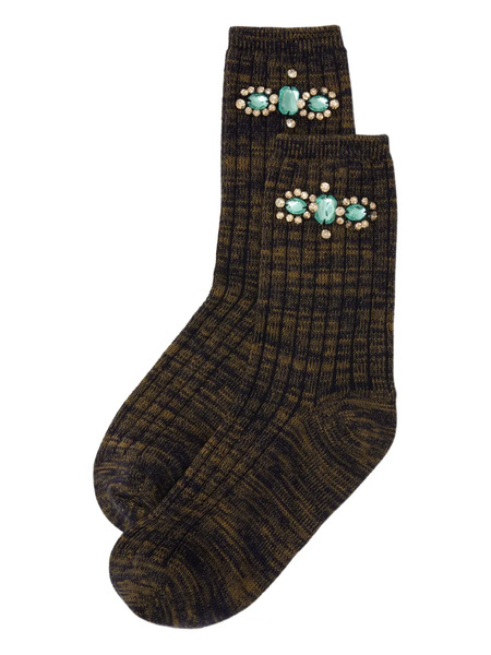  Pinko Jewel-embellished Ribbed Socks - Grey 