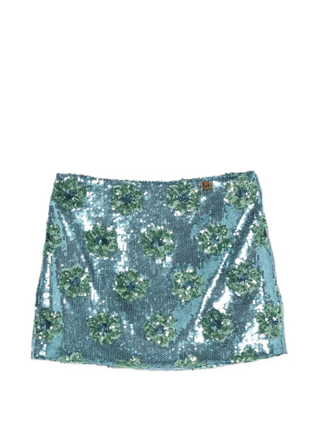  Pinko Kids Floral Sequined Skirt - Blue 